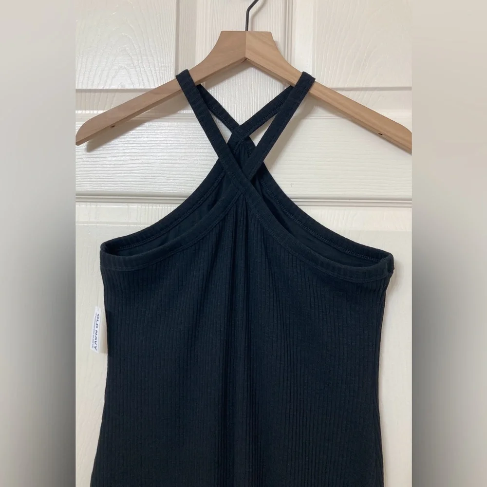 Old Navy Women’s Black Fitted Rib Knit Halter Midi Dress XL Resort Beach Summer - Picture 8 of 9